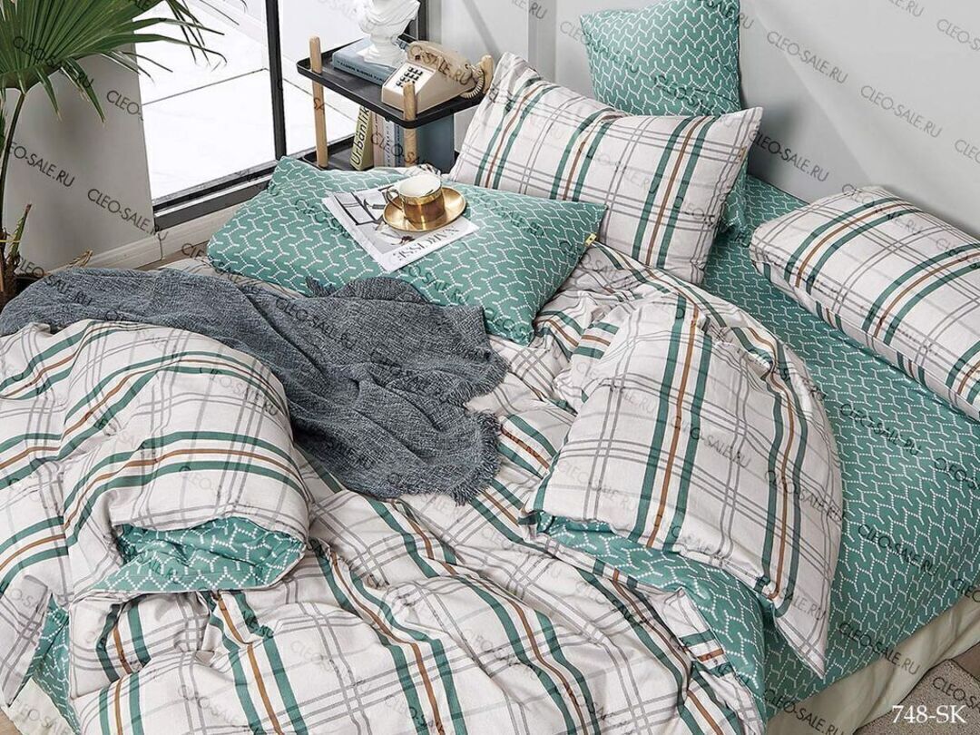 КПБ 1,5сп сатин в коробке (нав 70*70) Satin de Luxe SK Клео <748-SK Скидка>
