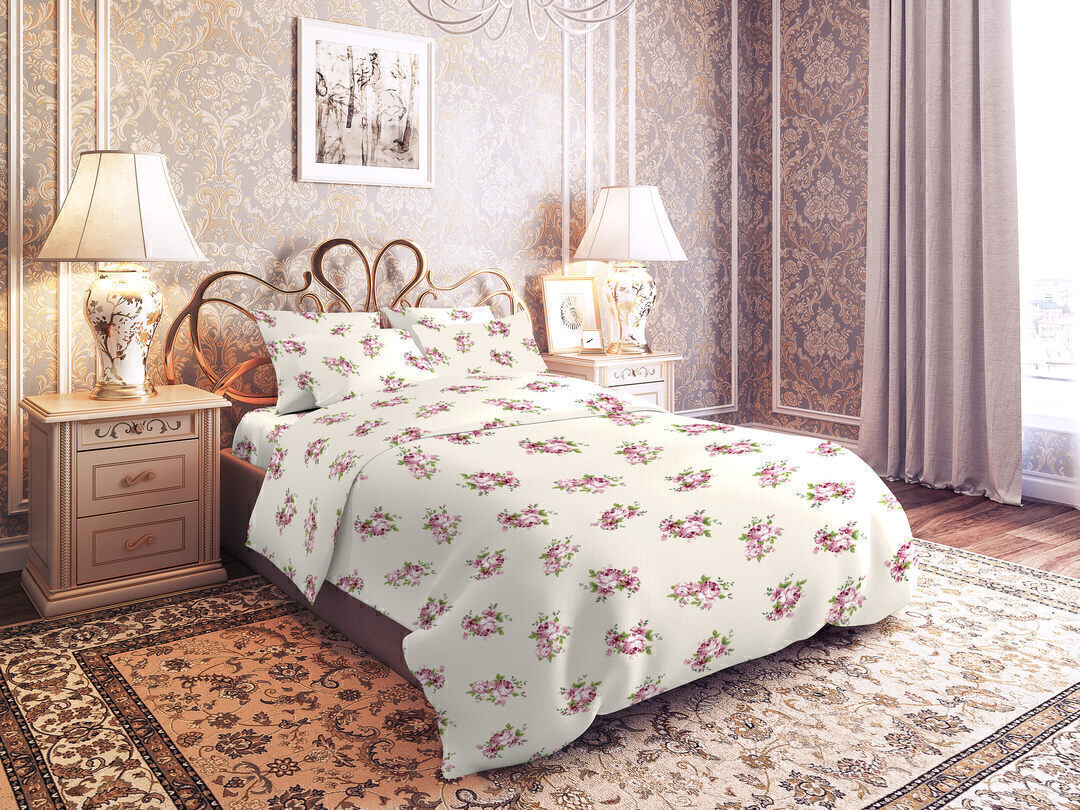 Простыня 1,5сп бязь 125 (150*210) Реноме <9311-1 Полисад> (арт.35/103)