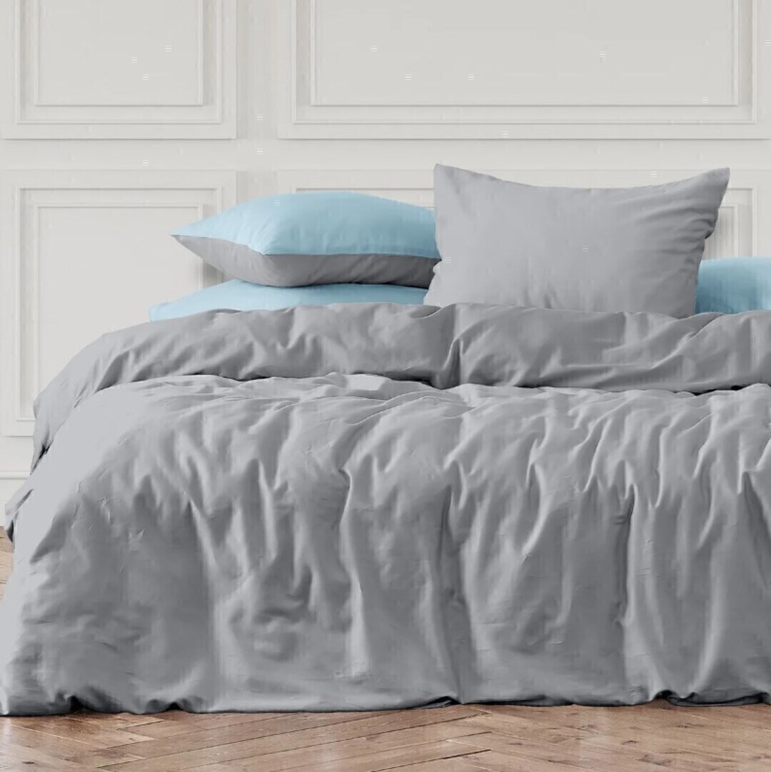 КПБ 1,5сп перкаль Унисон <86061-13/86018-6 Grigio  Unicolor>