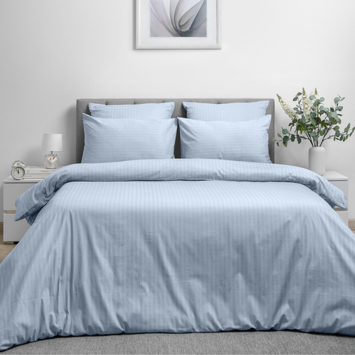 КПБ 1,5сп поплин страйп-дизайн (нав 50*70) Волшебная ночь <8709/7 Powder blue>