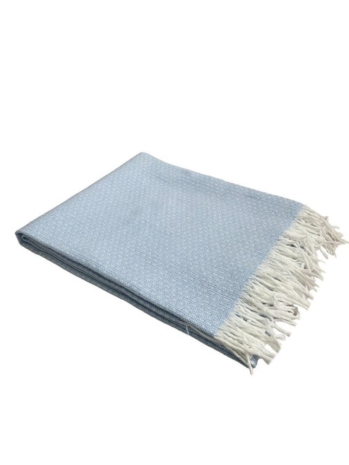 Плед Валенсия с бахромой Влади, белый-голубой, BOUCLE REPS <9050198 BOUCLE REPS, 140*200, белый-голубой, 1.5 спальные>