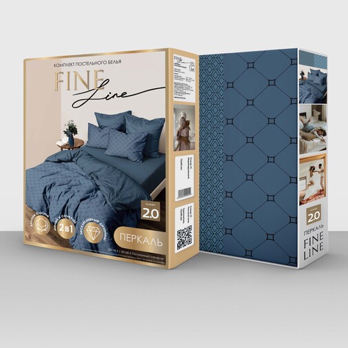 КПБ евро перкаль (нав 50*70) Fine Line <рис. 50118-2/50168-2 Полуночный сапфир Art>