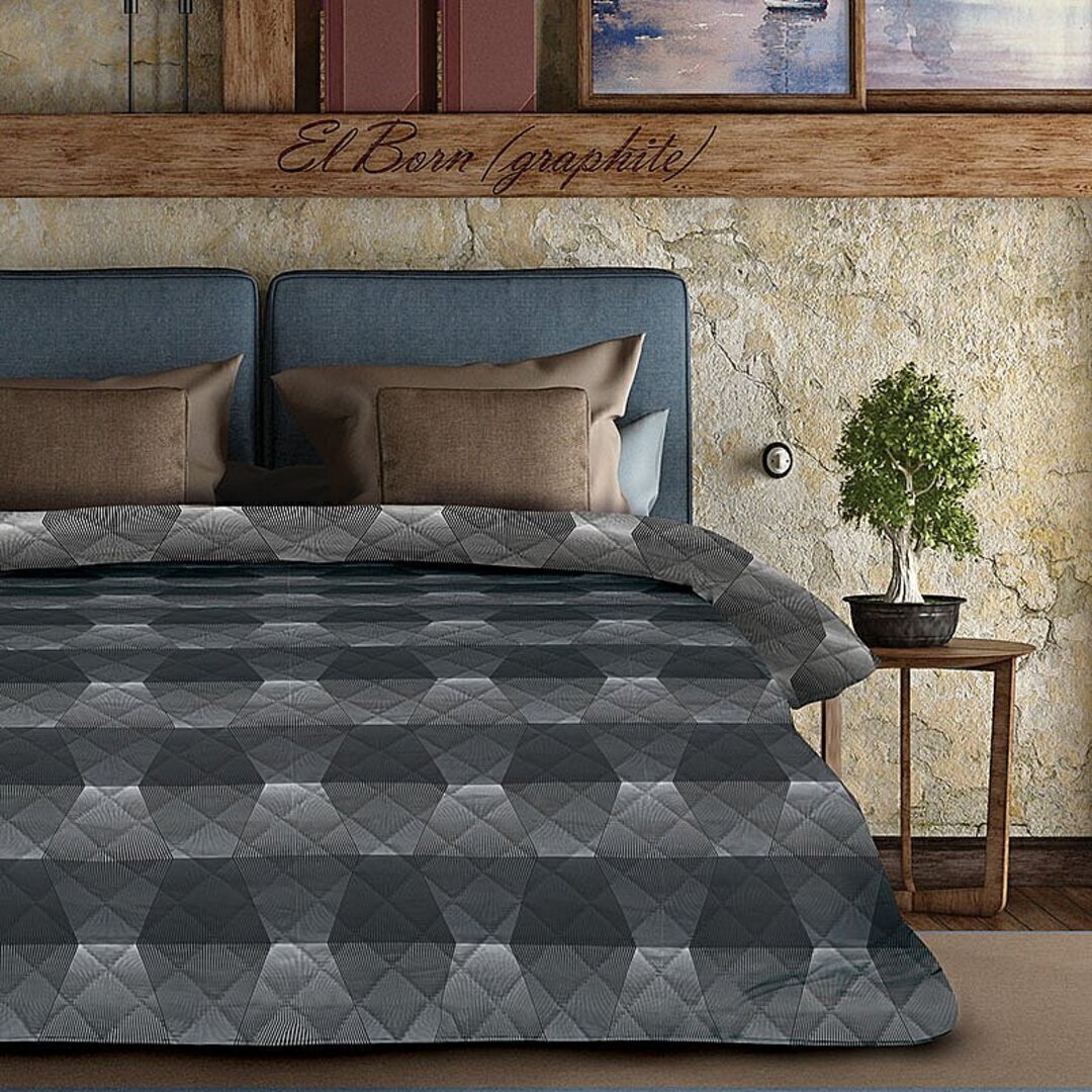 Покрывало стеганое хлопковое Унисон, El Born Graphite <552974 El Born Graphite, 210*240, Евро-макси>