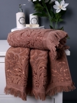 Полотенце махровое Камеллиа с бахромой Сафия Хоум, 1104 коричневый 